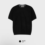 ルックローラーツートーンレイヤードクロップショートスリーブニット