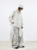 RELABEL (Mengzhe) ギフト: アツートーンシャツラッフルドヒム,スタッドディテーリングアンドマルチスタイルデザイン