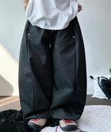 SNAP DENIM BALLOON LONG PANTS 💙🖤2COLOR