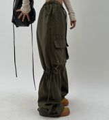 LOVELY BOW-STRING DETAIL CARGO COTTON AUTUMN PANTS - 2 COLOR