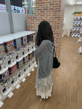 Summer knit hooded zip-up