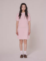 LINE BOUCLE KNIT SHORT-SLEEVED TOP (LIGHT PINK)