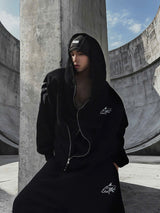 ZIP-UP BLACK HOODIE