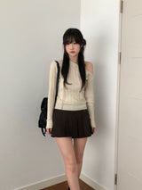 Ribbon One Shoulder Knitwear (4 colors)
