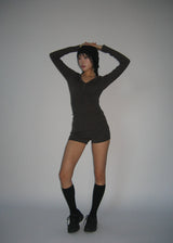 RIB BUTTON LONG TEE