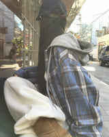 [ORIGINAL] Plain Hooded Check Shirt