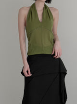 Blin Mesh Cowl Halter Top