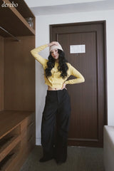 Daily wide shirring slacks