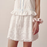 スカラップバンドスカート(White)