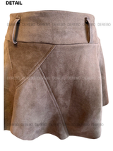 suede unbalanced brown mini skirt