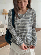 Vianne Stripe Sleeveless Cardigan Set