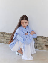 TRENCH RIBBON SHIRT / SKYBLUE