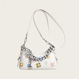 Color Flower Baguette Crossbody Bag