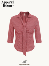 Red checkered scarf French shirt