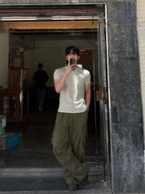 Washed buckle cargo pants