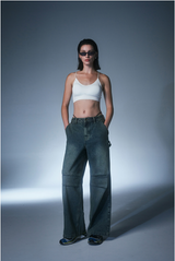 Parachute Washing Wide Denim Pants