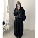 Sera collar color matching nagrang two-way knit zip-up