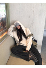 Niche Wide Hooded Wool Zip-Up Knitwear