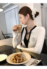 Block Lace Strap Long Sleeve Tee