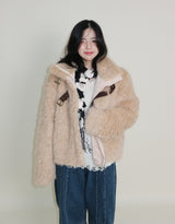 Rachel Two-Belt Detail Short Length Fur Jacket (Lining Quilted)