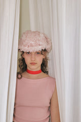 CURLY EARFLAP HAT IN CLOUD PINK