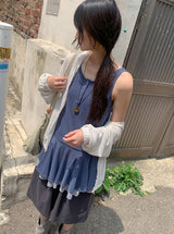 Sunkey Button Frill Layered Sleeveless
