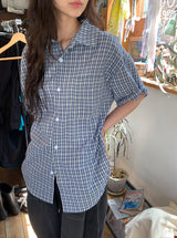 [unisex] フューシルチェックオーバー半袖シャツ