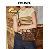 muva. 本革 オイルワックスレザー バイカー風 ショルダーバッグ