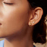 Duo Natural Freshwater Pearl 925 Silver + 14k gold plating Earring E058-02G