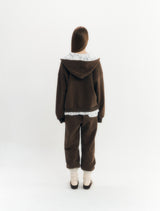Fluffy Zip-Up Hoodie (Brown)