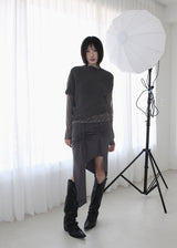 ロー シャーリング カットアウト スカート (2color)