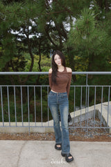 バンビレイヤードオフショルダーロングスリーブTシャツ