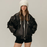 RIBBON BOMBER JACKET / BLACK
