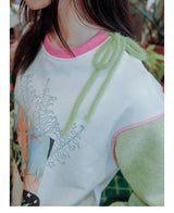 UnsocialNight original design autumn and winter Ollie frog oliwa co-branded イラストプリントスウェットシャツセット for women