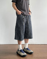 Patch Stripe Bermuda Denim Pants