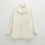 (BL-4301)NECK STRAP OPEN COLLAR BLOUSE