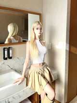 1378. Tiered low chiffon mini sk (3color)