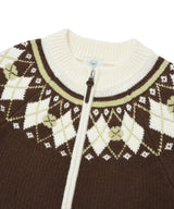 Women’s Nordic Zip-Up Knit Cardigan Brown