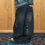 XP302 Silver Painting Balloon Denim Pants (BLACK)