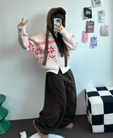 フリース🩷サイドピンタックロングワイドオーバーパンツ 💙🤎🩷🩶🖤5COLOR