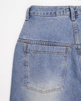  CUFFED WIDE DENIM PANTS
