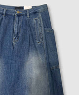 Side pin tuck balloon wide denim
