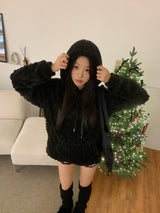 [UNISEX]Snowa cable Fleece Long Sleeve Hoodie 