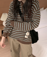 Milk Stripe Dangara Striped Hooded Knitwear