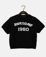 タンド1980レイヤードクロップド半袖ニット