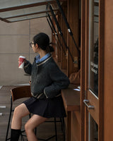 [BELLIDE MADE] Round colour matching knit zip-up