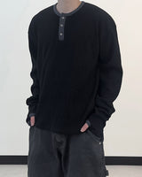 フィンガーホール ヘンリーネック ワッフル リンガー Tシャツ