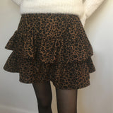 Baen Leopard print frill mini skirt