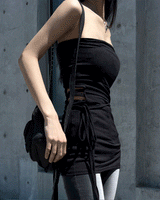 SALE! Side hole long strap sleeveless mini dress (2 colors)