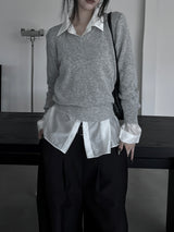 minimal basic V-neck knit (2color)